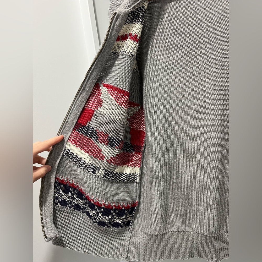 ModCloth Gray No Fox Given Fair Isle Zip-up Sweater - XS oversized cabincore - Picture 9 of 9